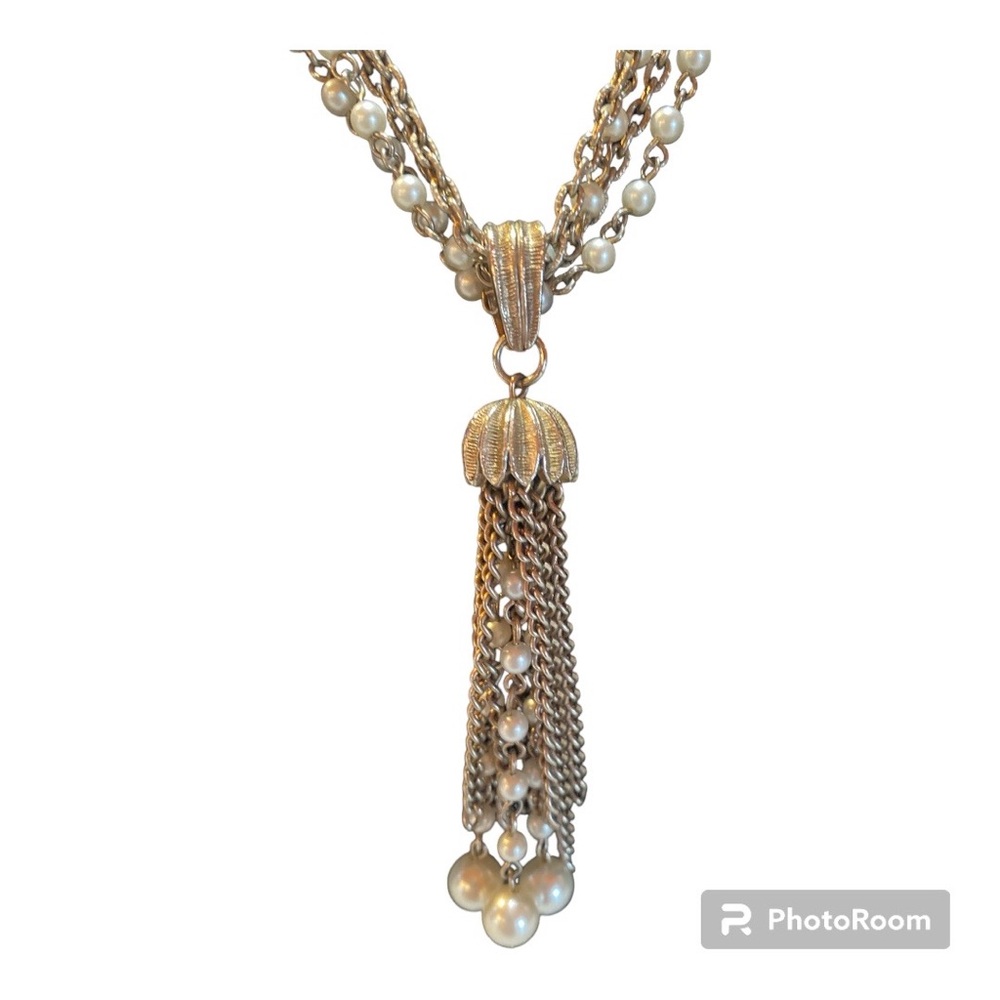 Vintage Antique Pearl and Chain Necklace - Picture 3 of 4